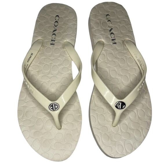 Coach Flip Flop Slide Womens Logo Sandal Abbigail Size 9B Beach Shoe Vacation - Picture 1 of 5